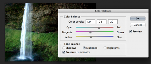 Color balance in Photoshop